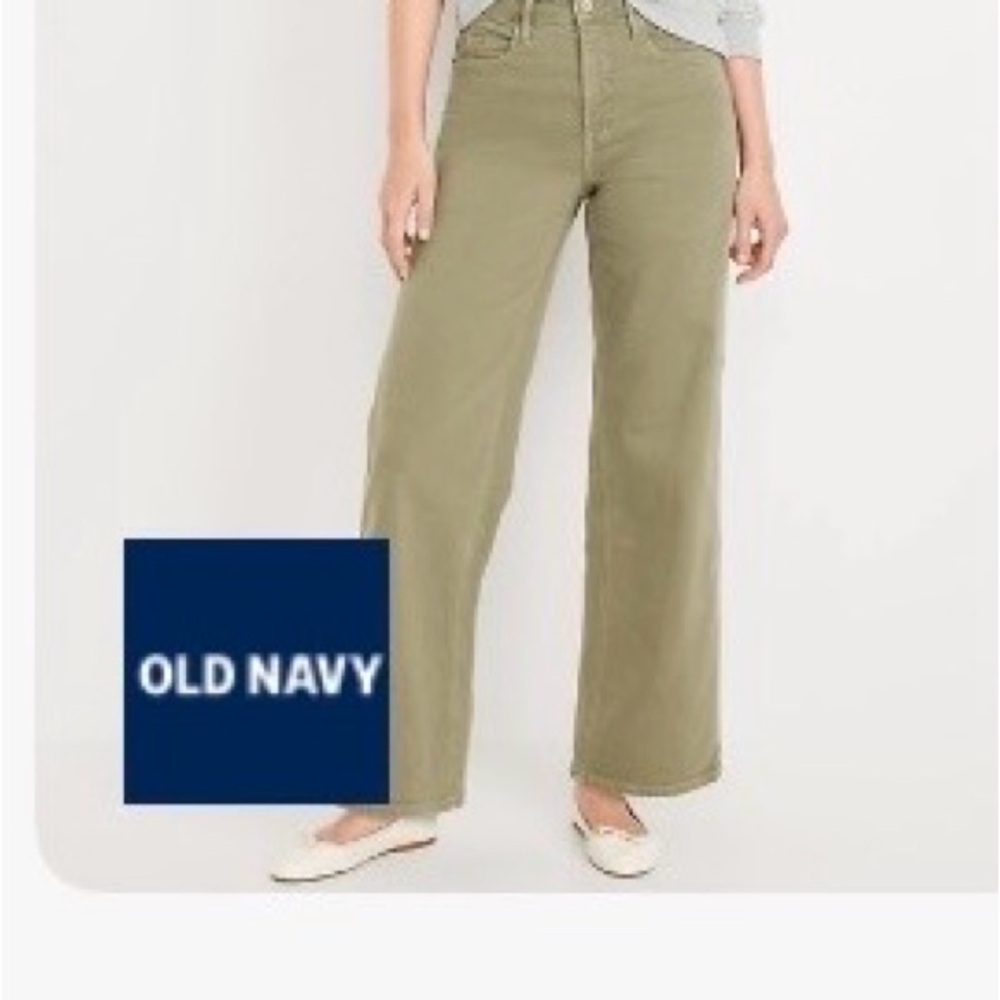 Old Navy Women's Extra High-Waisted Wide-Leg Olive Jeans